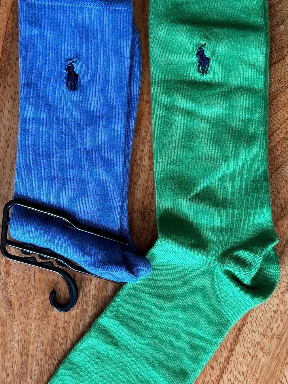 Polo by Ralph Lauren Blue and Green Embroidered Dress Crew Socks (2-Pack) - Picture 4 of 4